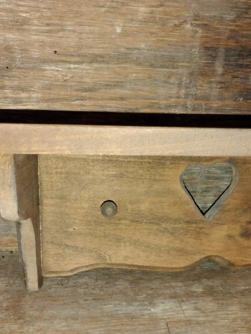 Perfect Size Rustic Wood Heart Peg Wall Shelf - Cottagecore Farmhouse